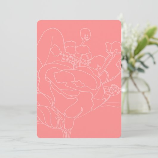 Floral Wedding Invitation Insert (Coral) Kaart (Staand voorkant)