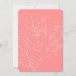 Floral Wedding Invitation Insert (Coral) Kaart