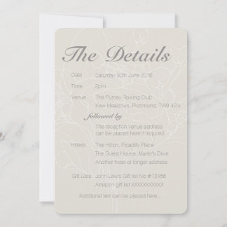 Floral Wedding Invitation Insert (natuurlijk) Kaart