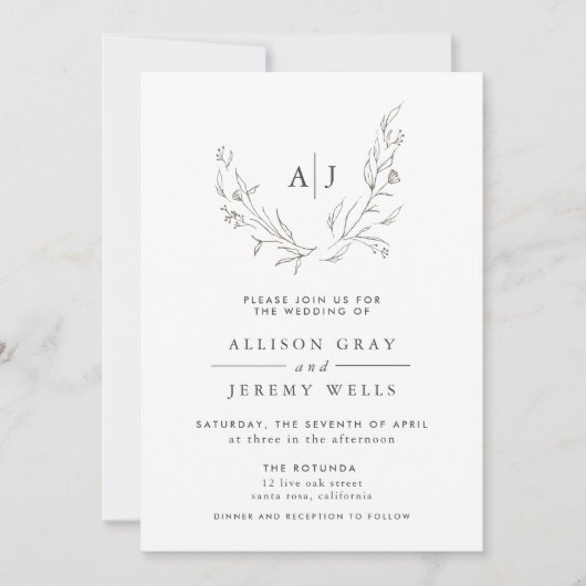 Floral Wedding Invitation Kaart (Voorkant)