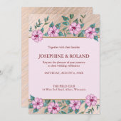 Floral Wedding Invitation Kaart (Voorkant / Achterkant)