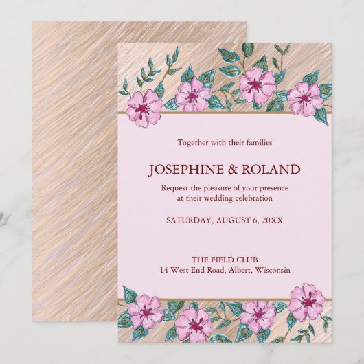 Floral Wedding Invitation Kaart (Voorkant / Achterkant)