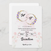 Floral Wedding Invitation Kaart (Voorkant / Achterkant)
