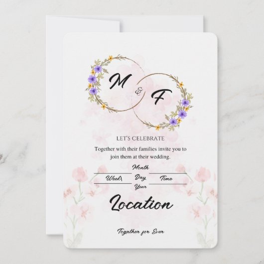 Floral Wedding Invitation Kaart (Voorkant)