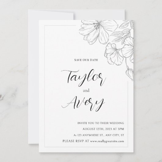 Floral Wedding Invitation Kaart (Voorkant)