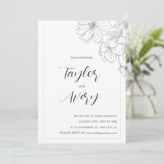 Floral Wedding Invitation Kaart (Staand voorkant)
