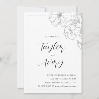 Floral Wedding Invitation Kaart