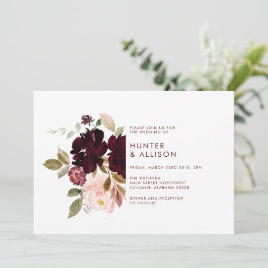 Floral Wedding Invitation Kaart (Staand voorkant)