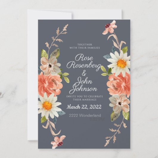 Floral Wedding Invitation Kaart (Voorkant)