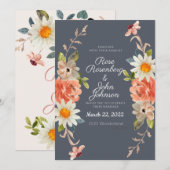 Floral Wedding Invitation Kaart (Voorkant / Achterkant)
