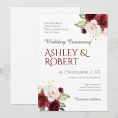 Floral Wedding Invitation Kaart (Voorkant / Achterkant)