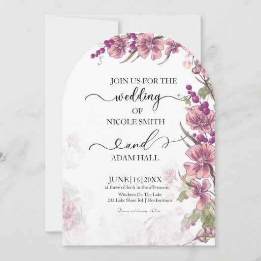 Floral Wedding Invitation Kaart (Voorkant)