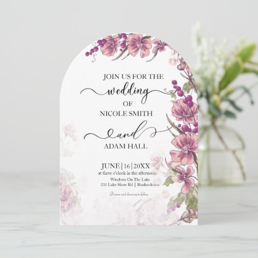 Floral Wedding Invitation Kaart (Staand voorkant)