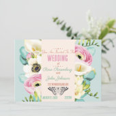 Floral Wedding Invitation Kaart (Staand voorkant)