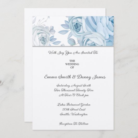 Floral Wedding Invitation Kaart (Voorkant / Achterkant)