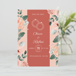 Floral wedding invitation  kaart