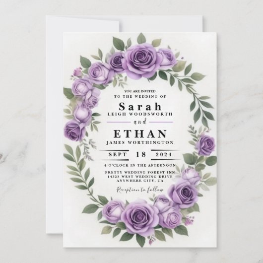 Floral Wedding Invitation Kaart (Voorkant)