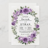 Floral Wedding Invitation Kaart (Voorkant / Achterkant)