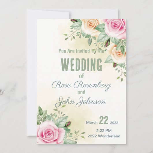 Floral Wedding Invitation Kaart (Voorkant)