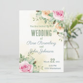 Floral Wedding Invitation Kaart (Staand voorkant)