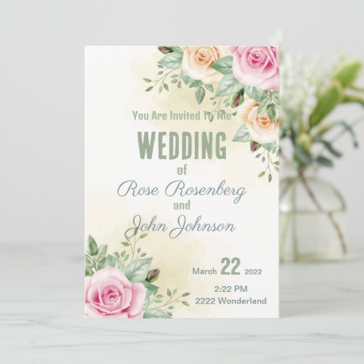 Floral Wedding Invitation Kaart (Staand voorkant)