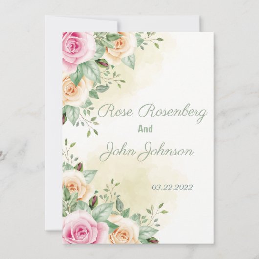 Floral Wedding Invitation Kaart (Achterkant)