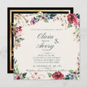 Floral Wedding Invitation Kaart (Voorkant / Achterkant)
