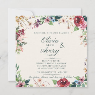 Floral Wedding Invitation Kaart
