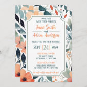 Floral Wedding Invitation Kaart (Voorkant / Achterkant)