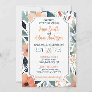 Floral Wedding Invitation Kaart