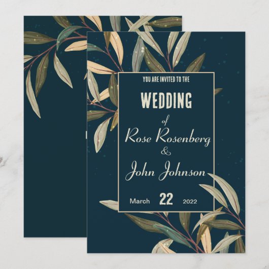 Floral Wedding Invitation Kaart (Voorkant / Achterkant)