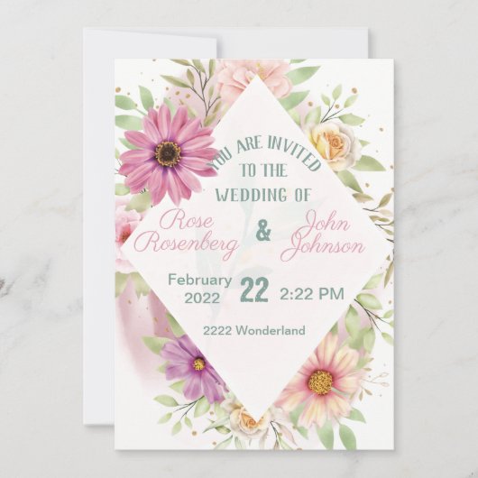 Floral Wedding Invitation Kaart (Voorkant)