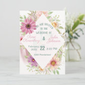 Floral Wedding Invitation Kaart (Staand voorkant)