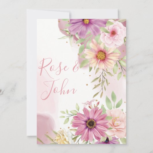 Floral Wedding Invitation Kaart (Achterkant)