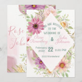 Floral Wedding Invitation Kaart (Voorkant / Achterkant)