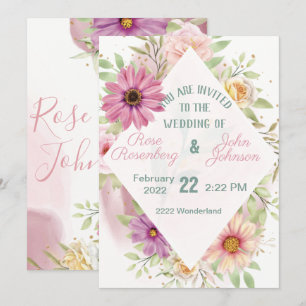 Floral Wedding Invitation Kaart