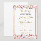 Floral Wedding Invitation Kaart (Voorkant / Achterkant)