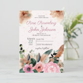 Floral Wedding Invitation Kaart (Staand voorkant)