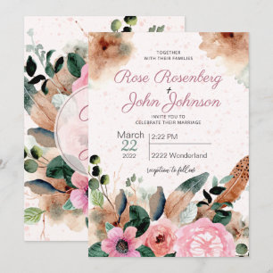 Floral Wedding Invitation Kaart