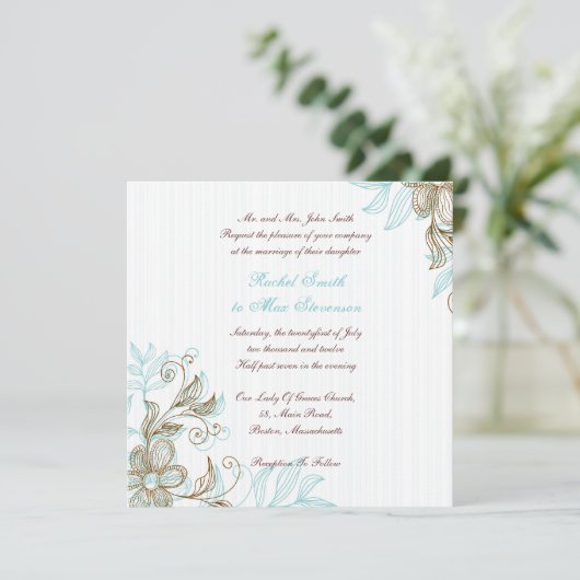 Floral Wedding Invitation Kaart (Staand voorkant)