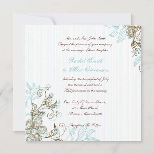 Floral Wedding Invitation Kaart (Voorkant)