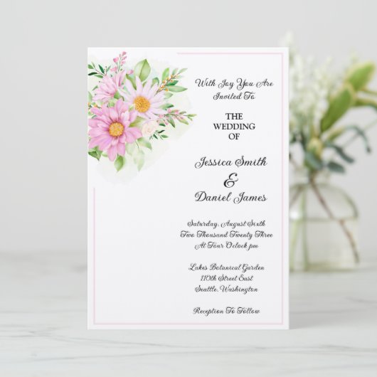 Floral Wedding Invitation Kaart (Staand voorkant)