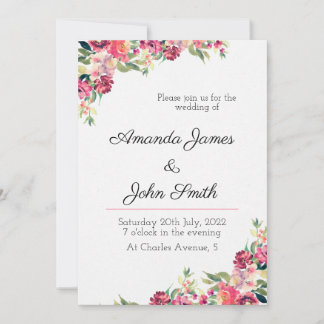 Floral Wedding Invitation Kaart