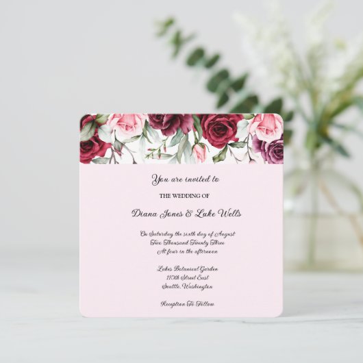 Floral Wedding Invitation Kaart (Staand voorkant)