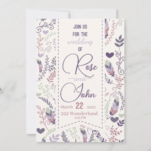 Floral Wedding Invitation Kaart (Voorkant)