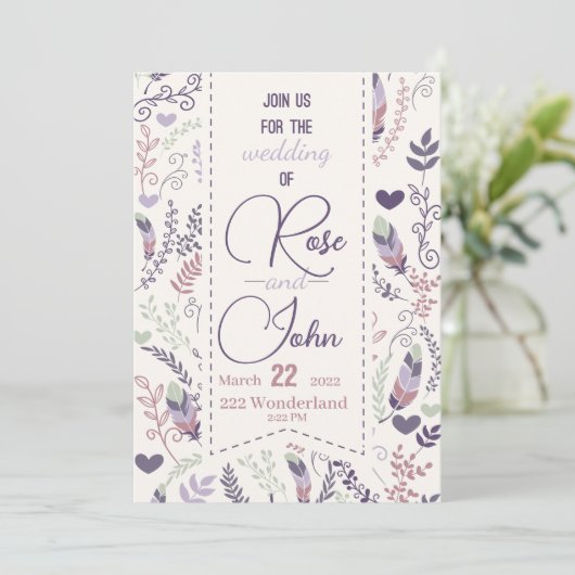 Floral Wedding Invitation Kaart (Staand voorkant)