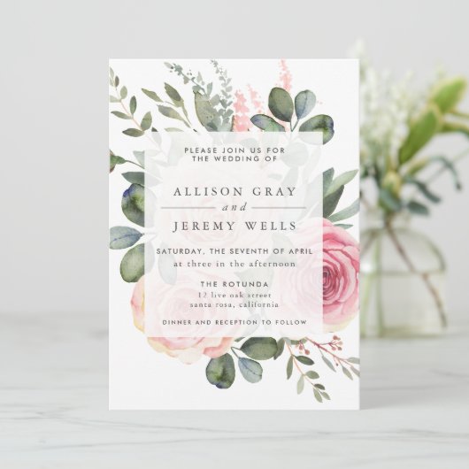 Floral Wedding Invitation Kaart (Staand voorkant)