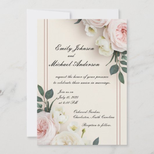 Floral Wedding Invitation Kaart (Voorkant)
