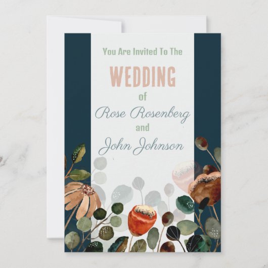 Floral Wedding Invitation Kaart (Voorkant)