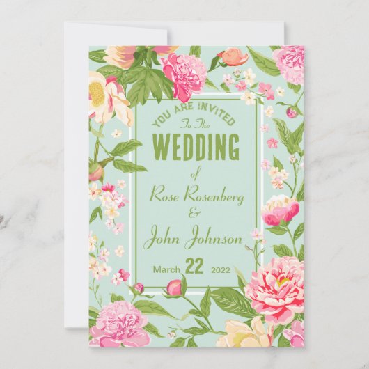 Floral Wedding Invitation Kaart (Voorkant)